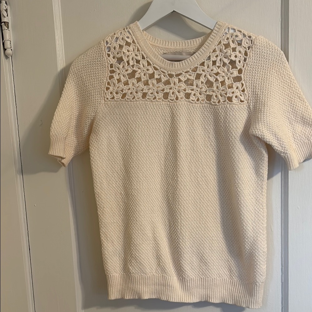 LOFT Floral Crochet Sweater Tee